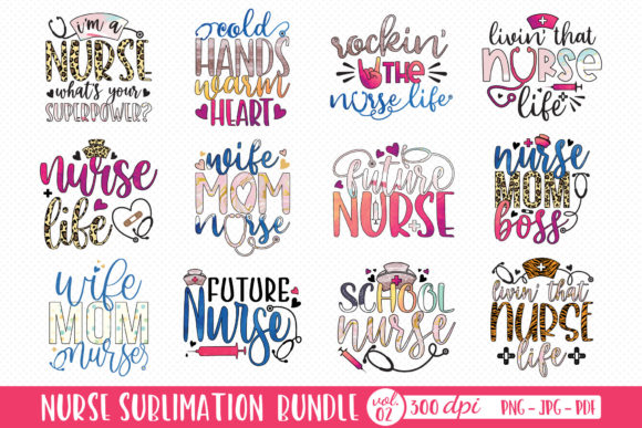 Nurse Sublimation Bundle Vol.2: Graphics for Crafts